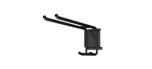 Black metal bracket on a white background